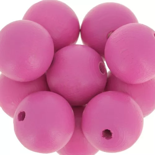 Perle tonde in legno mm. 15 Rosa x5