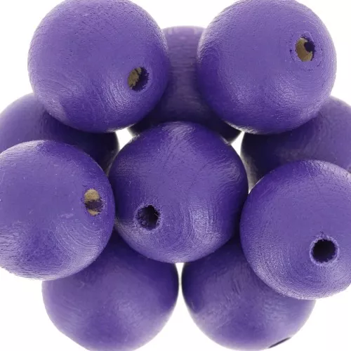 Perle tonde in legno mm. 15 Purple x5