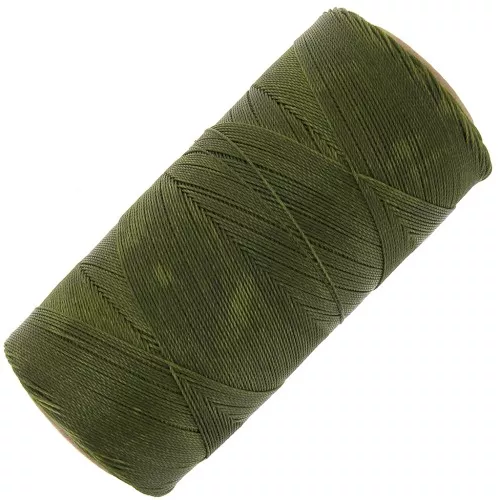 Bobina di filo cerato Linhasita per micro macramè 0,35 mm - Verde oliva (88) x448m