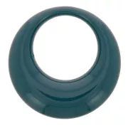 Pendentif rond évidé en résine opaque 34.5 mm - Bleu paon x1