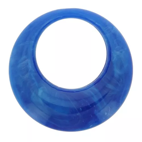 Pendente a cerchio scavato in resina opaca 34.5 mm - Blu re marmorizzato x1