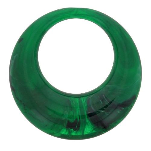 Pendente a cerchio scavato in resina opaca 34.5 mm - Verde scuro marmorizzato x1