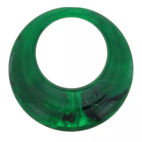 Pendente a cerchio scavato in resina opaca 34.5 mm - Verde scuro marmorizzato x1