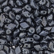Perline in vetro Mini Gemduo 2 fori 6x4 mm - Jet Hematite x5g