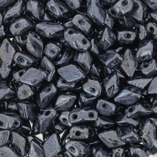 Perline in vetro Mini Gemduo 2 fori 6x4 mm - Jet Hematite x5g