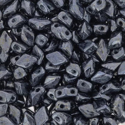 Perline in vetro Mini Gemduo 2 fori 6x4 mm - Jet Hematite x5g