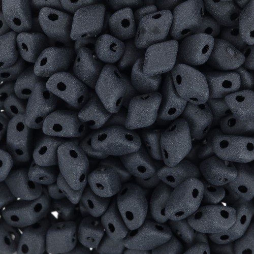 Perline in vetro Mini Gemduo 2 fori 6x4 mm - Jet Mat x5g