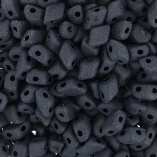 Perline in vetro Mini Gemduo 2 fori 6x4 mm - Jet Mat x5g