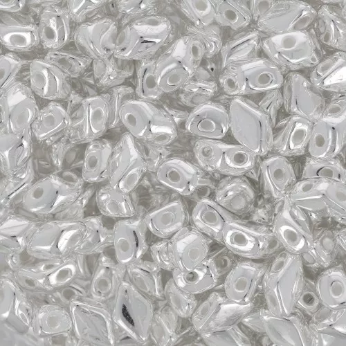 Perline in vetro Mini Gemduo 2 fori 6x4 mm - Silver Plated x5g
