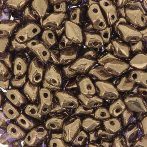 Perline in vetro Mini Gemduo 2 fori 6x4 mm - Gold Bronze x5g