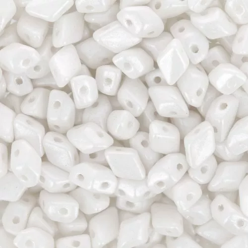 Perline in vetro Mini Gemduo 2 fori 6x4 mm - Pearl Shine White x5g