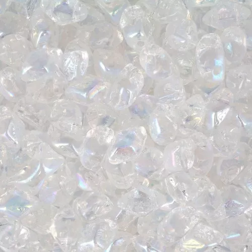 Perline in vetro Mini Gemduo 2 fori 6x4 mm - Crystal AB x5g