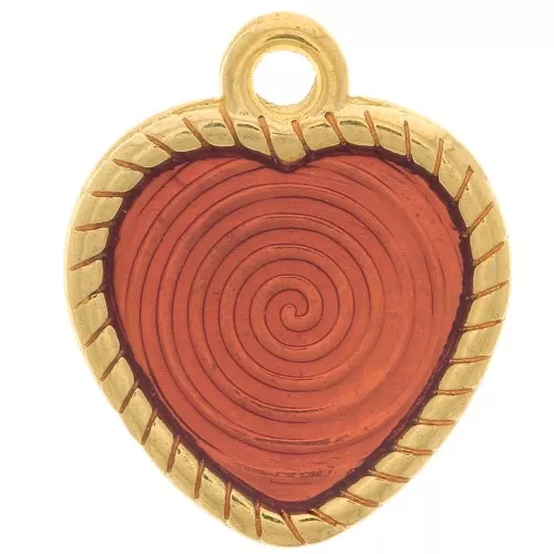 Pendente cuore con resina epossidica 16x14 mm -Dorato- rame x1