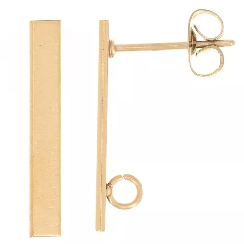 Orrecchini perno con anello aperto 20x3 mm -Acciaio inox dorato 316L x2