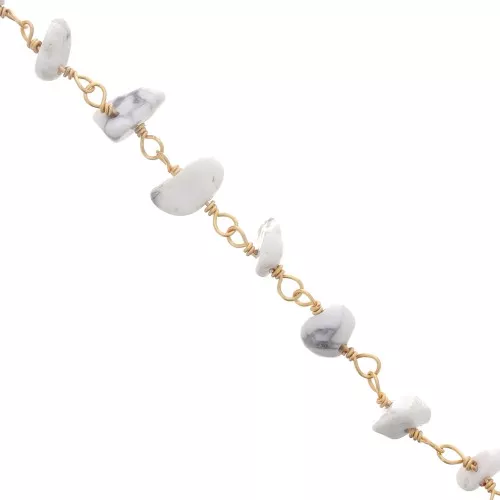 Catena maglai creativa 7mm con pietre irregolari - Dorato- Howlite x50cm