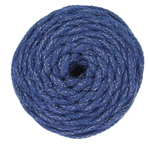 Cordone di cotone per macramé Air Mix 5 mm - Midnight Blue - Silver x50m