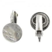 Orecchini a clip a disco stropicciato da 10 mm - Argento anticato x2