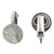 Orecchini a clip a disco stropicciato da 10 mm - Argento anticato x2