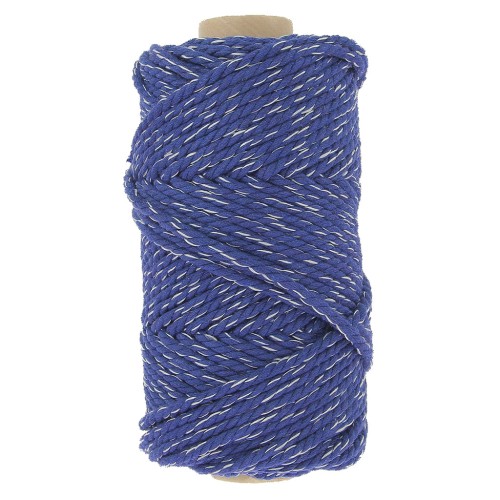 Corda di cotone per macramè 3 mm - Mix Night Blue - Argento x50m