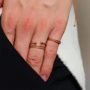 Anello filo testurizzato regolabile- Misura 54 a 56 - placcato oro 3 micron x1