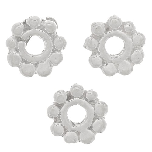 Perle rondelle a forma di fiore 6 mm - Argento 925 x4