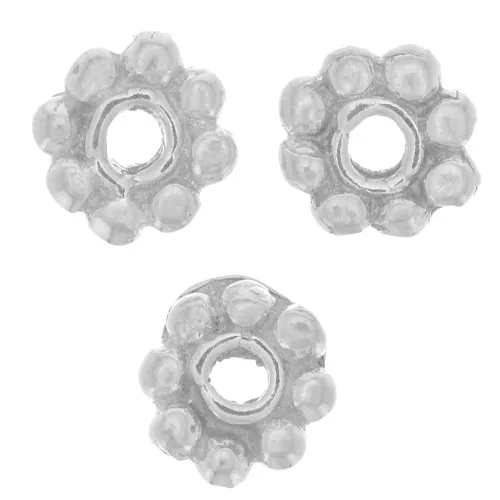 Perle rondelle a forma di fiore 4 mm - Argento 925 x4