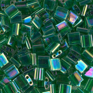 Miyuki Tila Beads 5x5x1.9 mm TL-0179 - Tr Green AB x10g