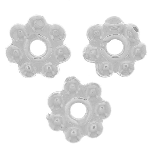 Perla rondella a forma di fiore 6 mm - Argento 925 x1