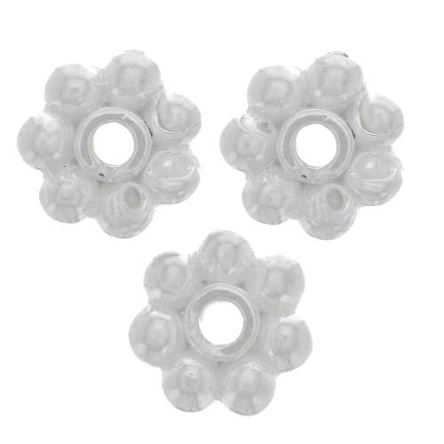 Perla rondella a forma di fiore 7 mm - Argento 925 x1