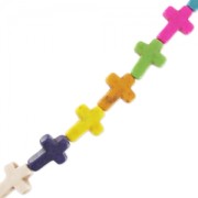 Perlina Assortimento croci di pietra colorata 16 mm Multicolore