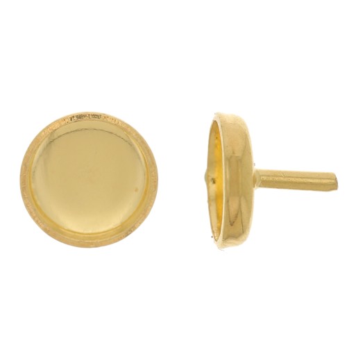Perno portacabochon 6 mm - Dorato con oro fino x1