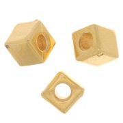 Perla cubo 5 mm - Placcato oro 3 micron x1