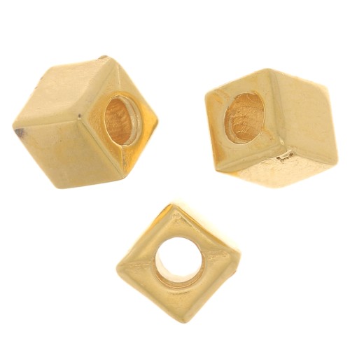 Perla cubo 5 mm - Placcato oro 3 micron x1