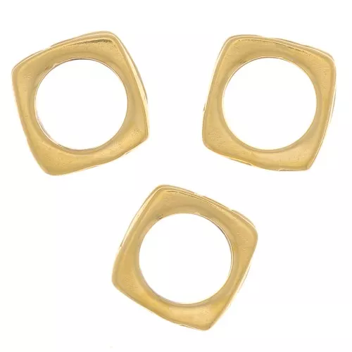 Perlina tonda quadrata di 7 mm - foro grande - Placcato oro 3 micron x1