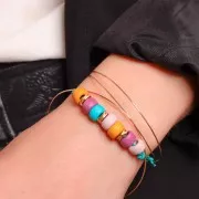 Perlina tonda quadrata di 7 mm - foro grande - Placcato oro 3 micron x1