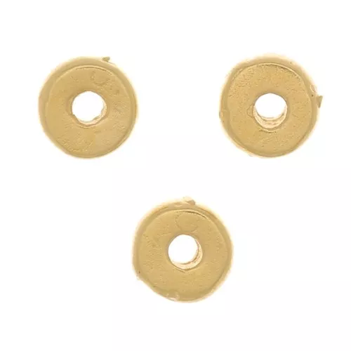 Perline rotonde Heishi - Dischi forati piatti 3x1 mm - Placcato oro 3 micron x4
