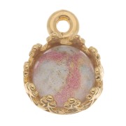 Castone pendente rotondo corona - per cabochon 6mm - placcato oro 3 micron x1