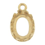 Castone pendente corona ovale - per cabochon 8x6 mm - placcato oro 3 micron