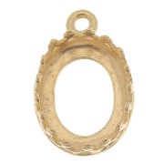 Castone pendente corona ovale - per cabochon 10x8 mm - placcato oro 3 micron