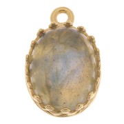 Castone pendente corona ovale - per cabochon 10x8 mm - placcato oro 3 micron