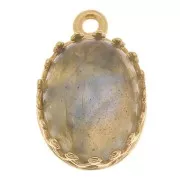 Castone pendente corona ovale - per cabochon 10x8 mm - placcato oro 3 micron