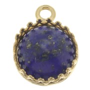 Castone pendente rotondo- corona- per cabochon 10 mm - placcato oro 3 micron