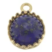 Castone pendente rotondo- corona- per cabochon 10 mm - placcato oro 3 micron