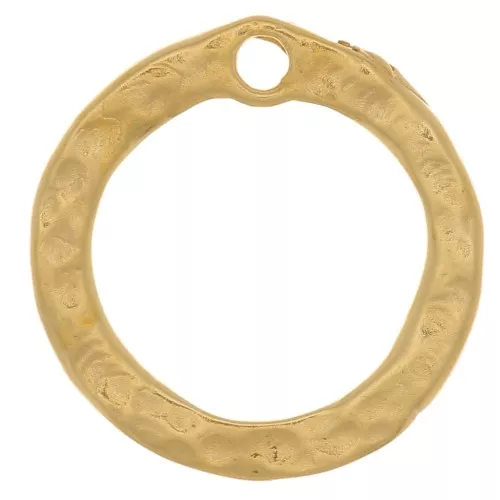 ciondolo a cerchio scavato martellato 13 mm - placcato oro 3 micron x1