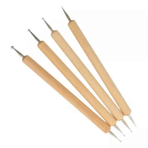 Set di 4 strumenti di goffratura - doppie punte - Naturale