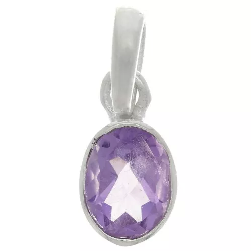 Pendente ovale sfaccettato 12x7 mm - Argento 925 - Ametista x1
