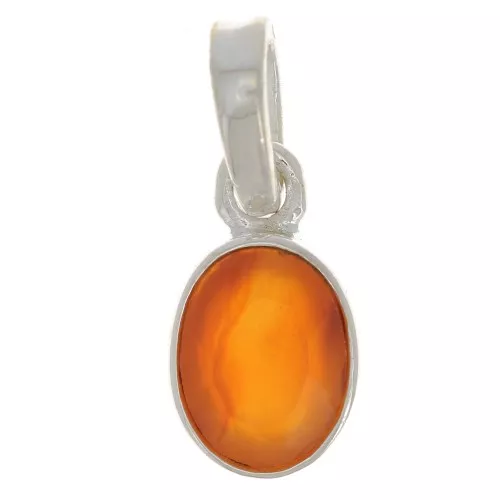 Pendente ovale sfaccettato 12x7 mm - Argento 925 - Corniola x1
