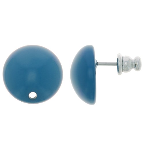 Orecchini tondi in resina da 14 mm - Duck blue x2