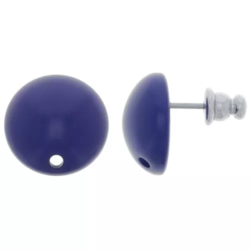 Orecchini tondi in resina da 14 mm - Blu navy x2