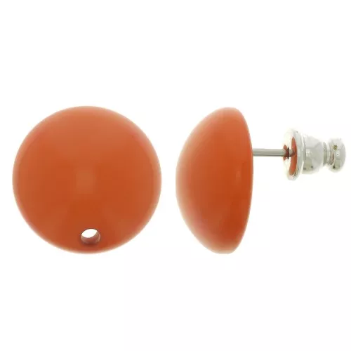 Orecchini tondi in resina da 14 mm - Terracotta x2